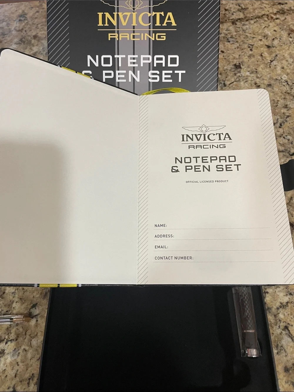 Invicta Racing Notepad & Pen Set - Black and Yellow